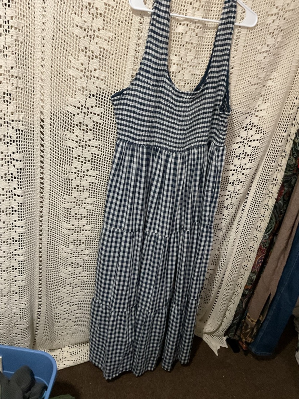 Baevely boutique brand blue and white checked dress 2XL